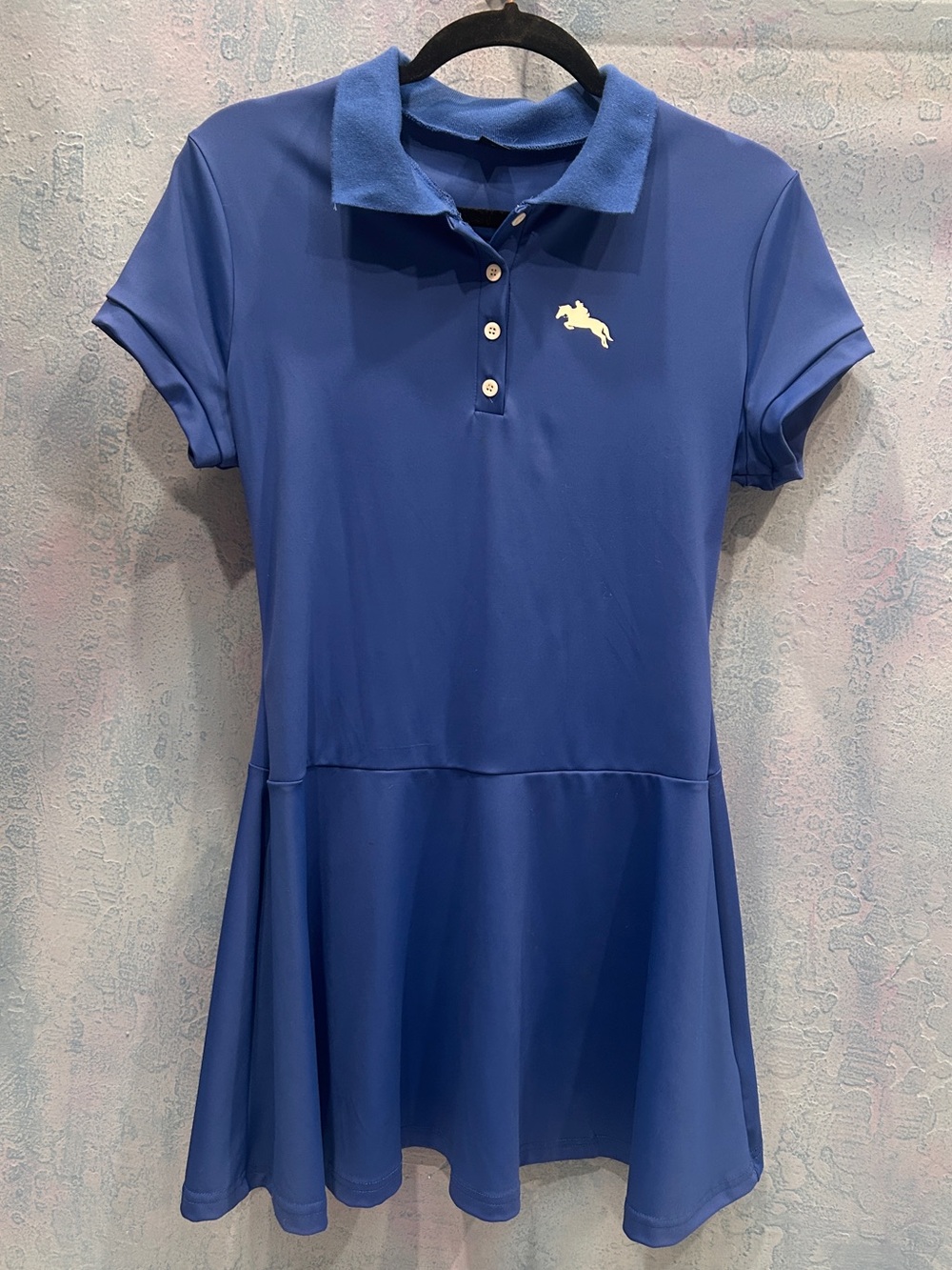 Blue Polo Dress Top with Horse Logo